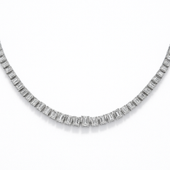 SPECIAL! 10.23ct G SI 14K White Gold Emerald Cut Diamond Graduated Tennis Necklace 16" Long