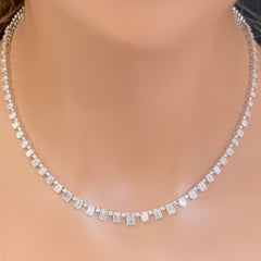 SPECIAL! 9.52ct G SI 14K White Gold Diamond & Emerald Pendant Necklace 16" Long