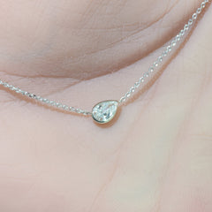 SPECIAL! .35ct G SI 14K White Gold Pear Shape Diamond Sideways Pendant Necklace 16+2" Ext