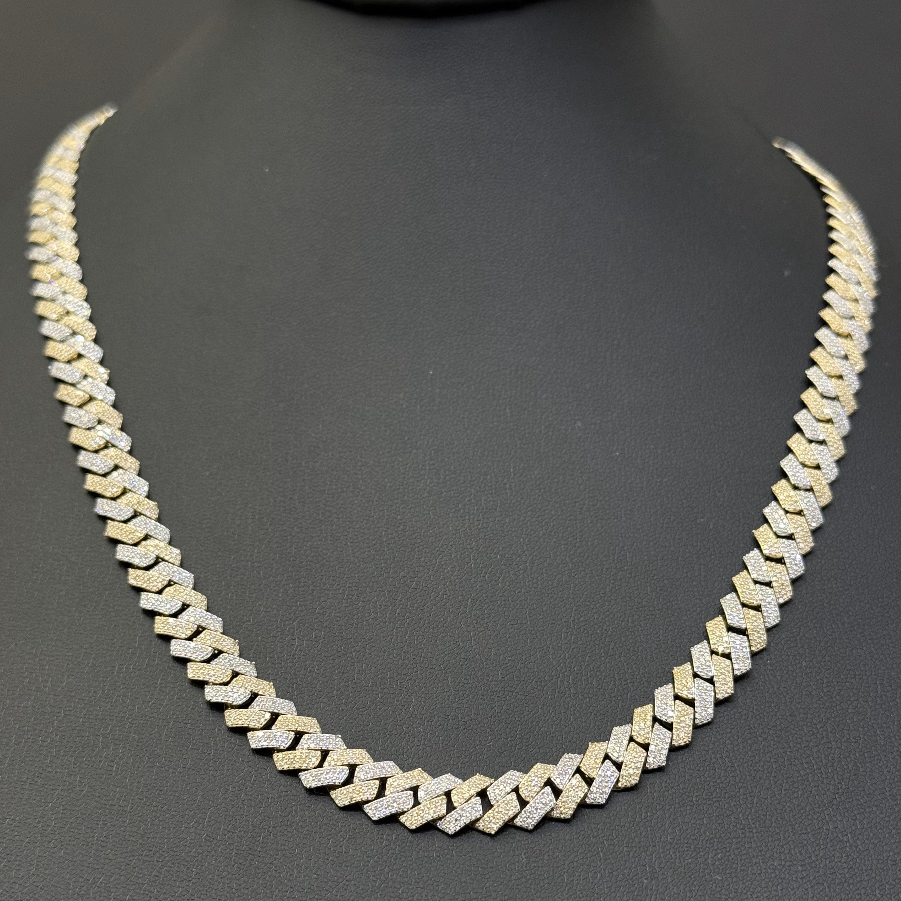 SPECIAL! 7MM 5.70ct G SI 14K Yellow & White Gold Diamond Square Cuban Chain Necklace 22"