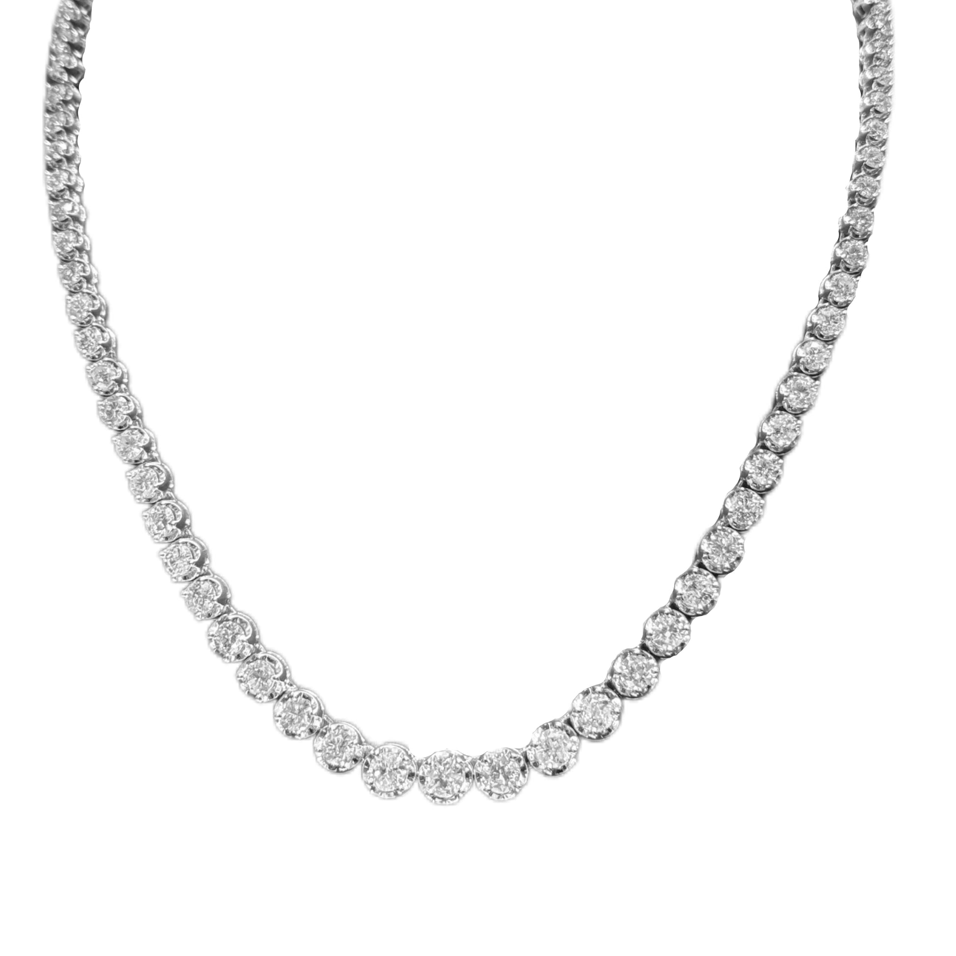 SPECIAL! 7.83ct G SI 14K White Gold Diamond Graduated Tennis Necklace 16" Long
