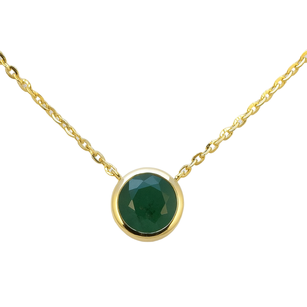 SPECIAL! .46ct G SI Yellow Gold Emerald Gemstone Bezel Pendant Necklace 18" long