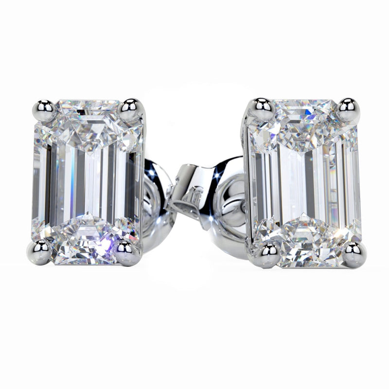 SPECIAL! .40ct G SI 14K White Gold Diamond Emerald Cut Solitaire Stud Earrings