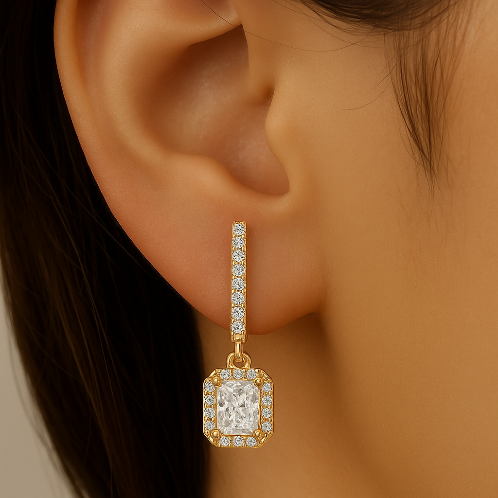 SPECIAL! .82ct G SI 14K Yellow Gold Diamond Radiant Diamond Hoop Earrings