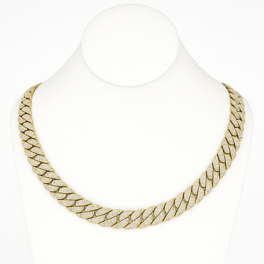 SPECIAL! 11mm 9.96ct G SI 14K Yellow Gold Baguette & Round Diamond Cuban Necklace 22"