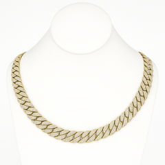 SPECIAL! 11mm 9.96ct G SI 14K Yellow Gold Baguette & Round Diamond Cuban Necklace 22"