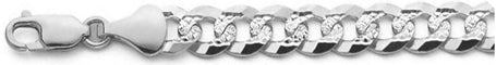 180-7.5MM Flat Pave Curb Chain .925  Solid Sterling Silver Available in 20"- 28" inches NEW