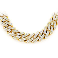DIAMOND CLOSEOUT!  9MM 10.74ct 14k Yellow Gold Diamond Square Cuban Necklace 22"