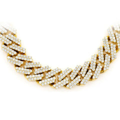 DIAMOND CLOSEOUT!  9MM 10.87ct 14KT Yellow Gold Diamond Square Cuban Link Necklace 22"