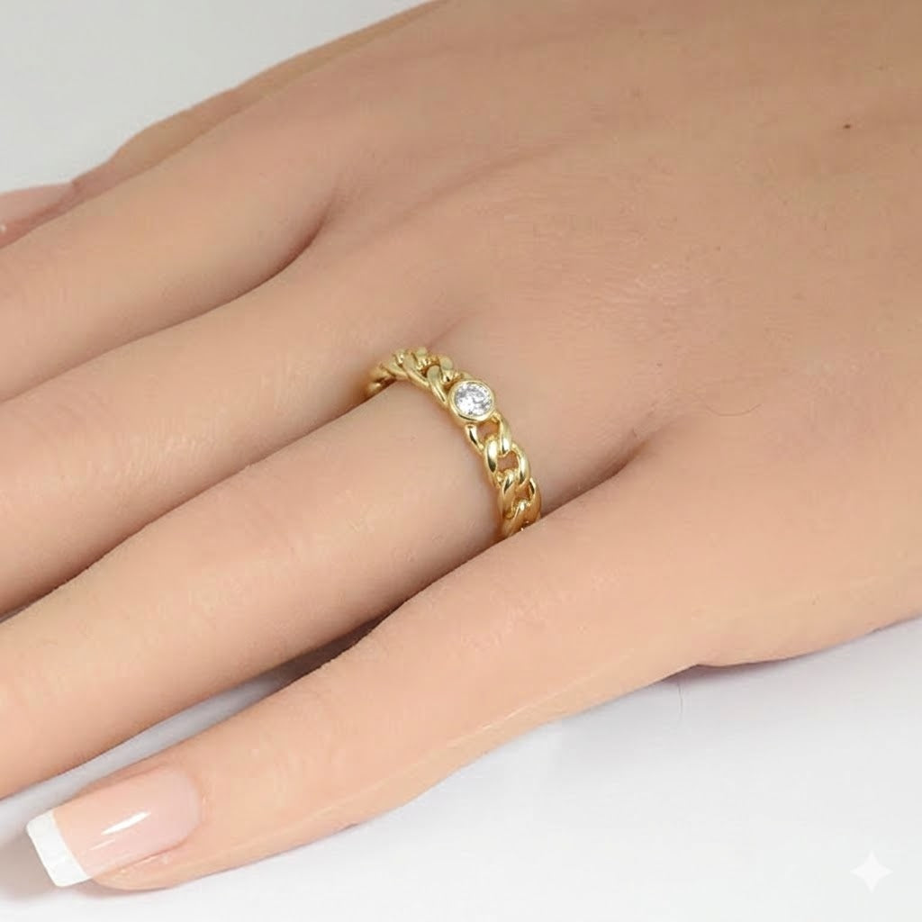 SPECIAL! .07ct G SI 14kt Yellow Gold Diamond Bezel Set Cuban Ring Size 6.5