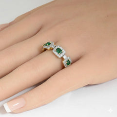 .78ct G SI 14kt Yellow Gold Diamond & Emerald Gemstone Ring Size 6.5