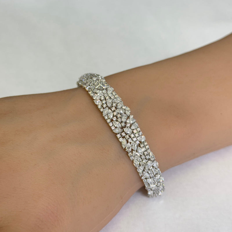 SPECIAL!8.43ct G SI 14K White Gold Diamond Multi Shape Bracelet 7" Long