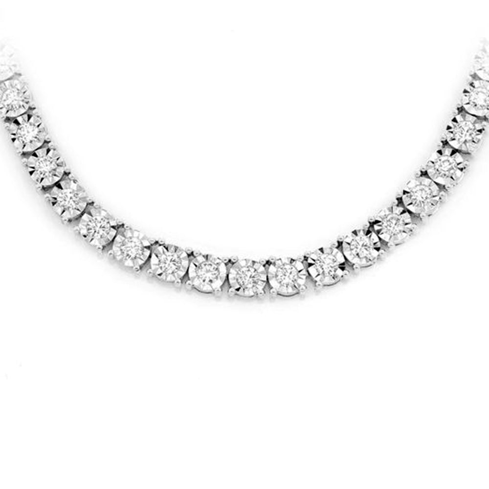 SPECIAL! 5.07ct 14K White Gold Tennis Miracle Illusion Necklace 22"