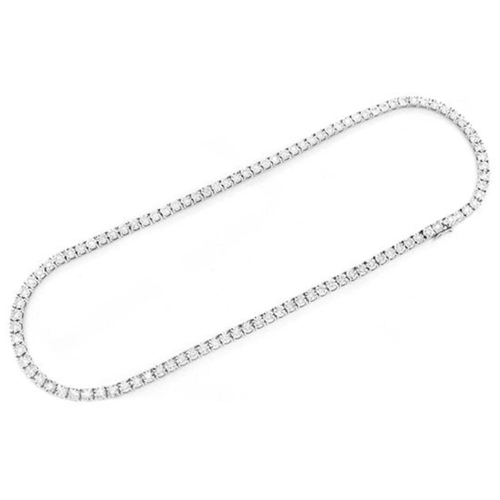 SPECIAL! 2.29ct G SI 10K White Gold Diamond Miracle Illusion Tennis Necklace 22" Long