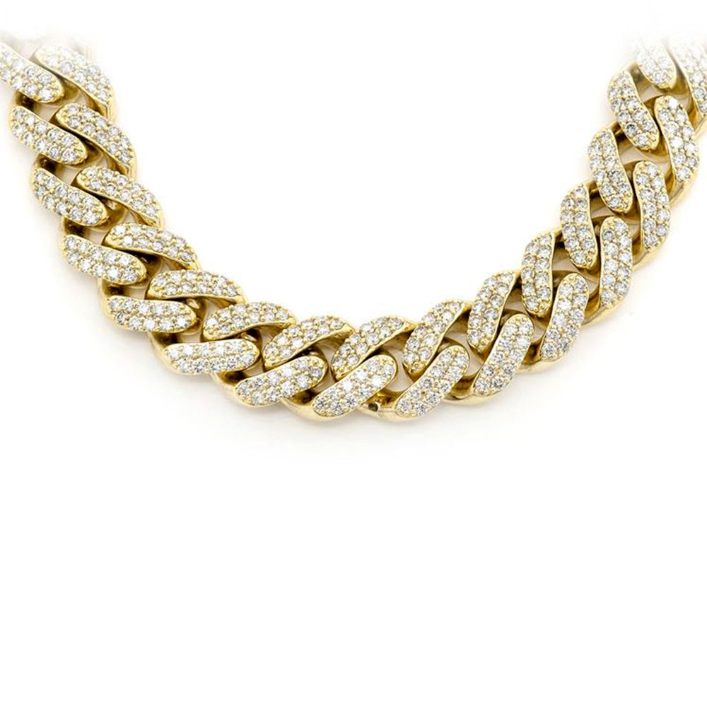 SPECIAL! 11MM 9.63ct 14KT Yellow Gold Diamond Round Cuban Necklace 22"
