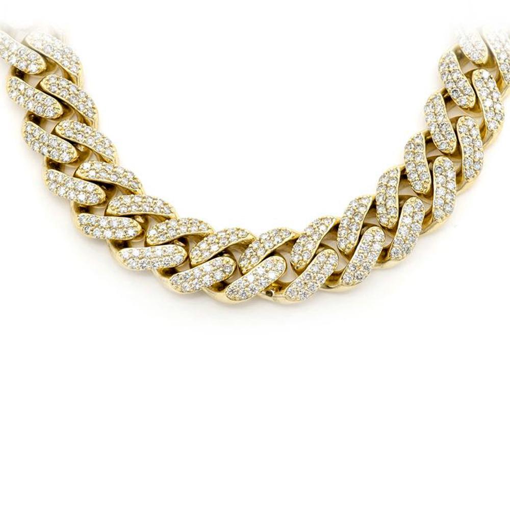 SPECIAL! 9MM 7.94ct G SI 10KT Yellow Gold Diamond Round Cuban Necklace 18"