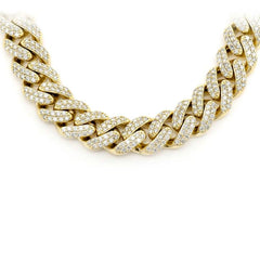SPECIAL! 9MM 7.94ct G SI 10KT Yellow Gold Diamond Round Cuban Necklace 18"