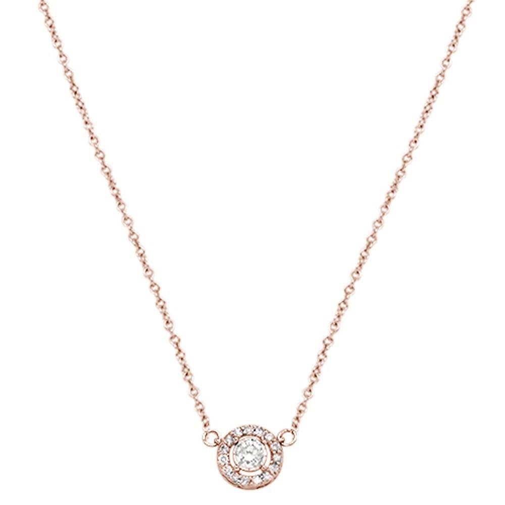 DIAMOND CLOSEOUT! .18cts 14kt Rose Gold Round Diamond Solitaire Pendant Necklace 18" Long