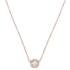 DIAMOND CLOSEOUT! .18cts 14kt Rose Gold Round Diamond Solitaire Pendant Necklace 18" Long
