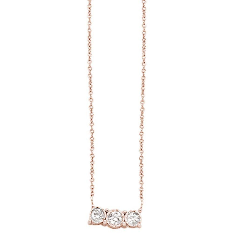 DIAMOND CLOSEOUT! .17cts 14kt Rose Gold Three Stone Round Diamond Pendant Necklace 18" Long