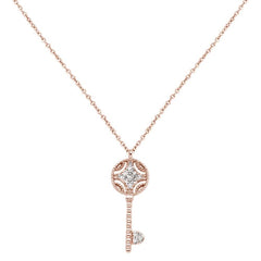 DIAMOND CLOSEOUT! .08cts 14kt Rose Gold Round Diamond Key Pendant Necklace 18" Long