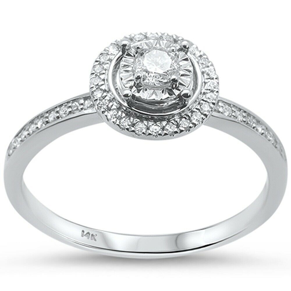 DIAMOND CLOSEOUT! .25ct 14KT White Gold Round Diamond Engagement Ring Size 6.5