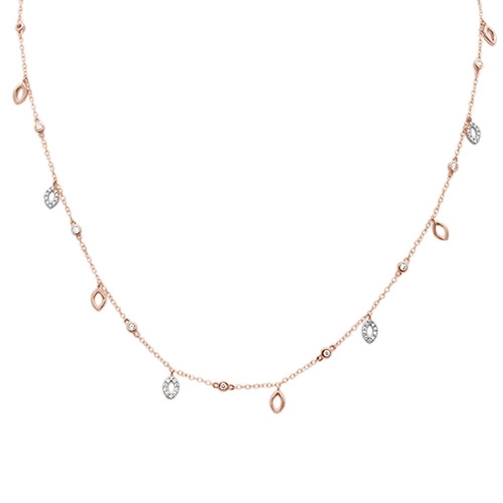 DIAMOND CLOSEOUT!  .53ct 14k Rose Gold Diamond Pendant Designer Necklace 16" Long+(1"ext)