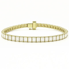 SPECIAL!7.39ct G SI 14K Yellow Gold Emerald Cut Diamond Tennis Bracelet 7" Long