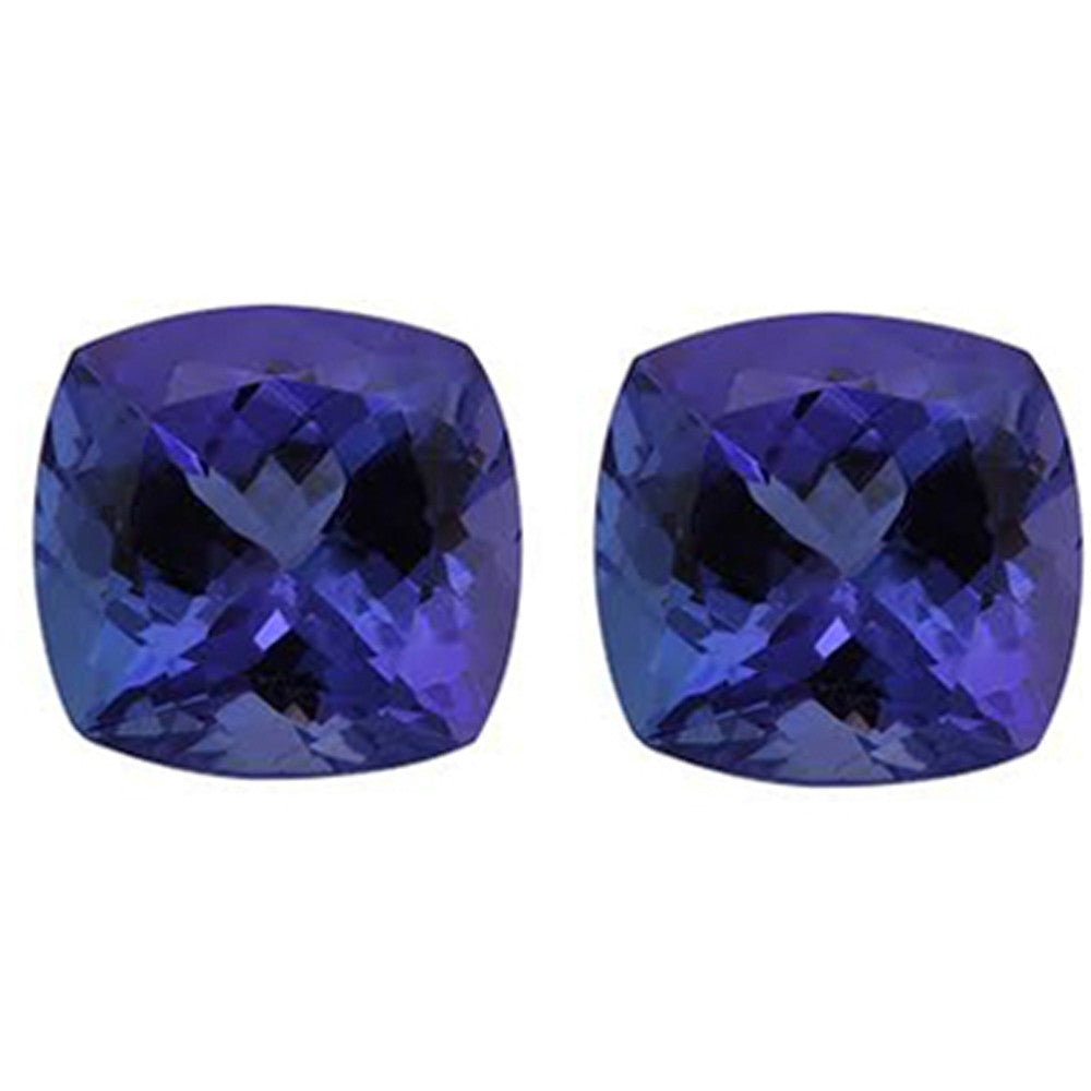 4.00ct 7.5mm Natural Cushion Cut Tanzanite Loose Gemstones Great for Earrings!