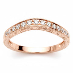 SPECIAL!.19ct 14k Rose Gold Round Diamond Curved Accent Wedding Band Size 6.5