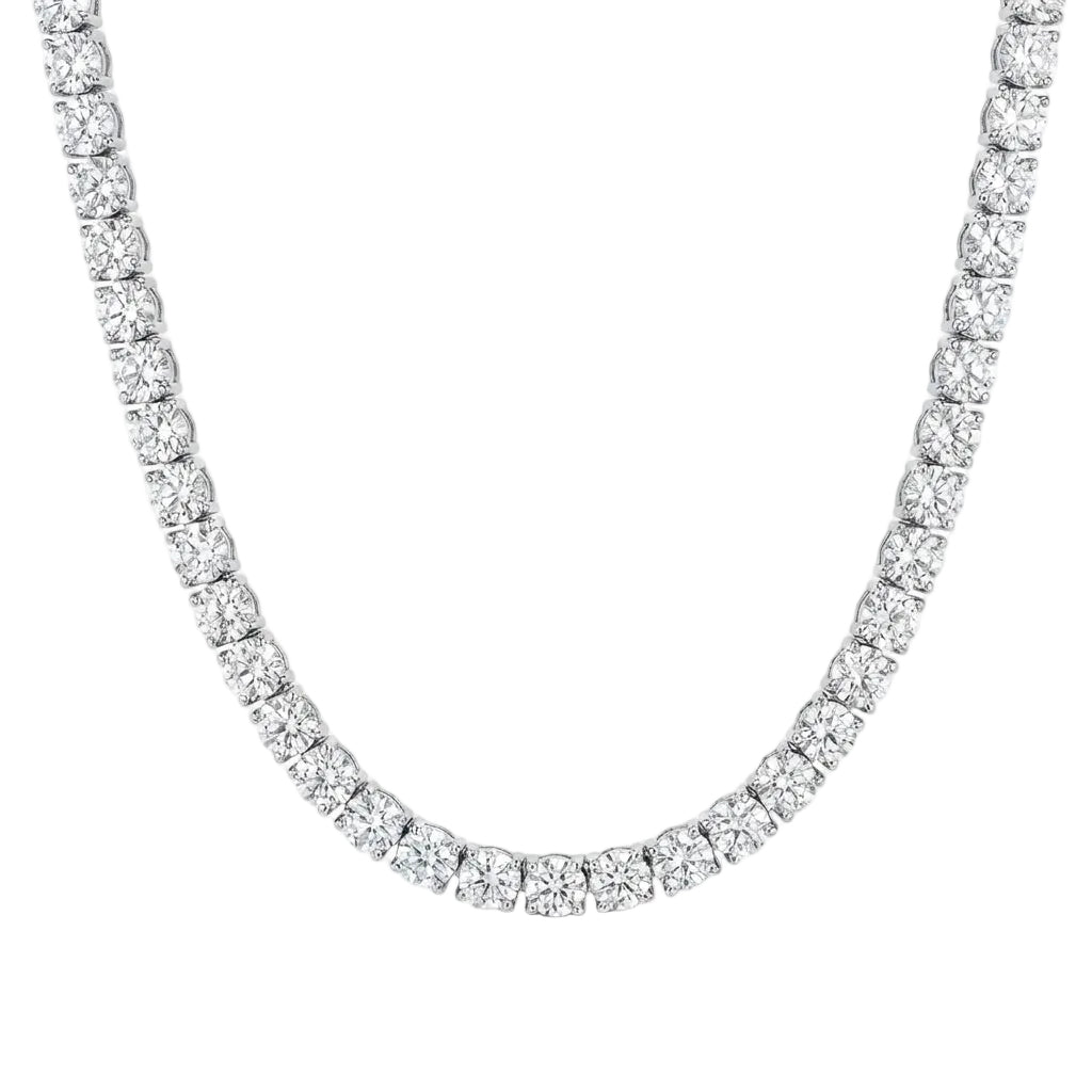 SPECIAL! 27.19ct G SI 14K White Gold Round Diamond Tennis Necklace 16"