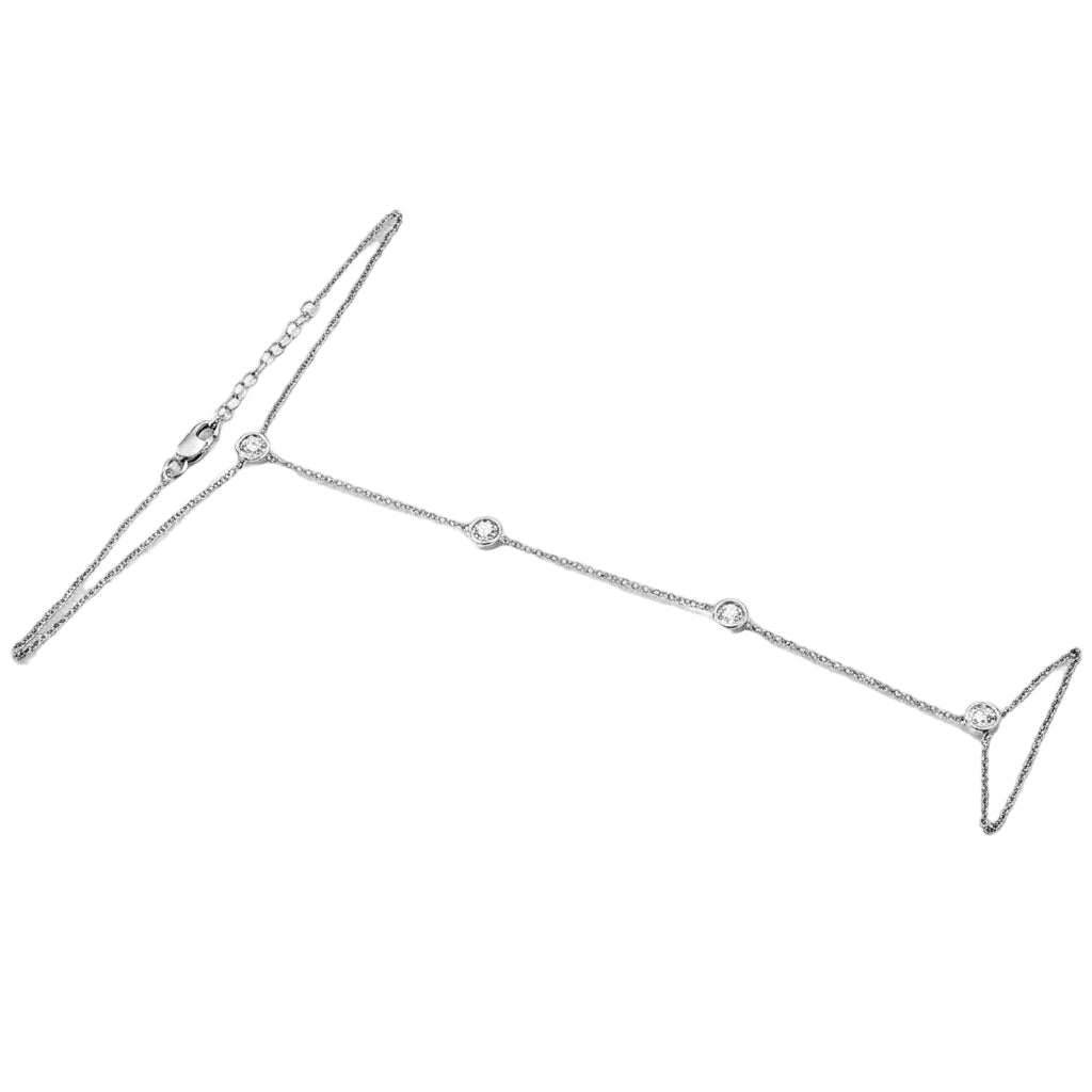 SPECIAL! .31cts 14k White Gold Diamond Bracelet & Ring Chain 7" + 3" Ext