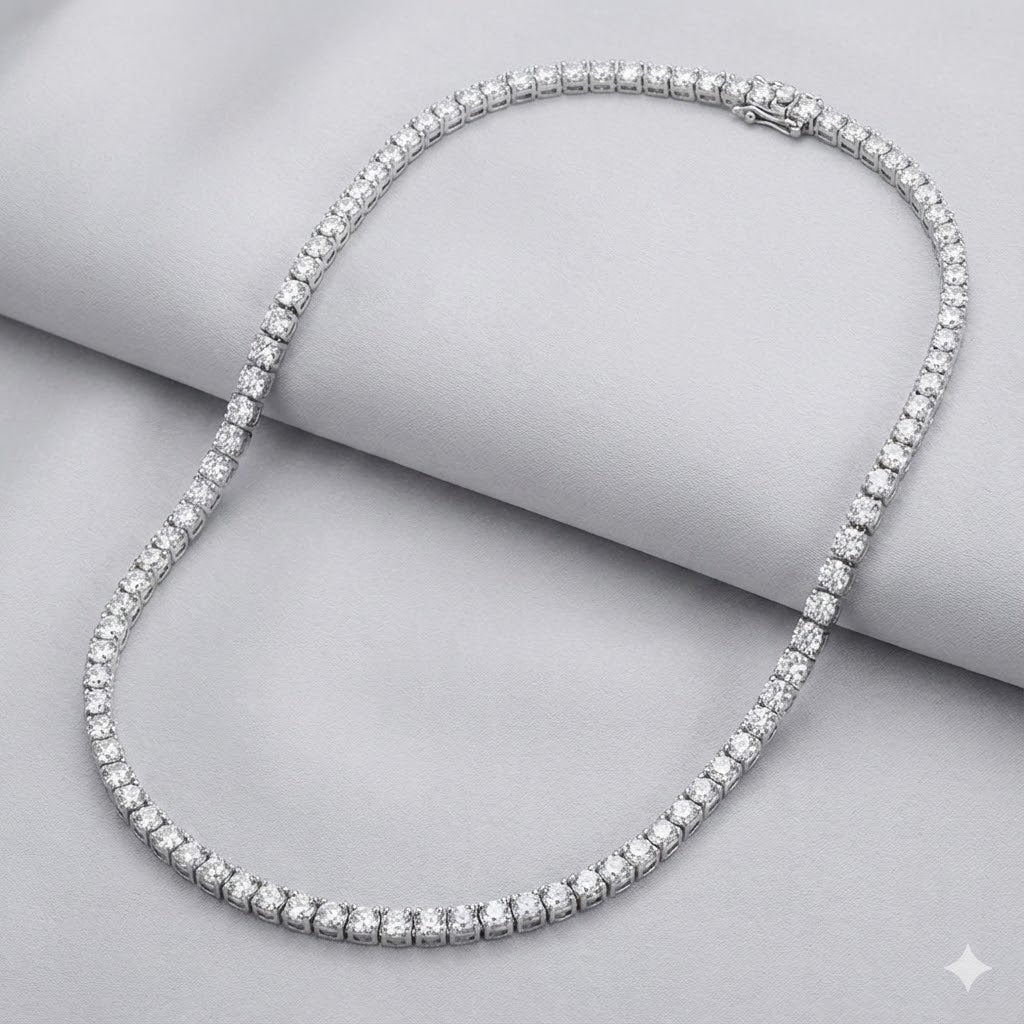 SPECIAL! 27.19ct G SI 14K White Gold Round Diamond Tennis Necklace 16"