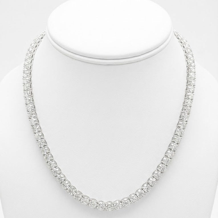 SPECIAL! 27.19ct G SI 14K White Gold Round Diamond Tennis Necklace 16"