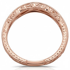 SPECIAL!.19ct 14k Rose Gold Round Diamond Curved Accent Wedding Band Size 6.5