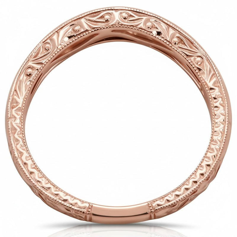 SPECIAL!.19ct 14k Rose Gold Round Diamond Curved Accent Wedding Band Size 6.5