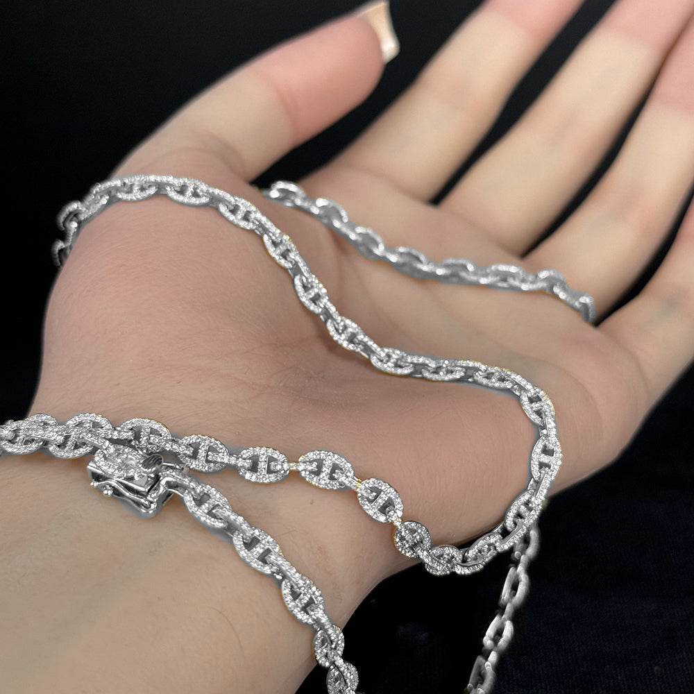 SPECIAL!2.91ct G SI 14K White Gold Diamond Mariner Link Chain Necklace 20" Long