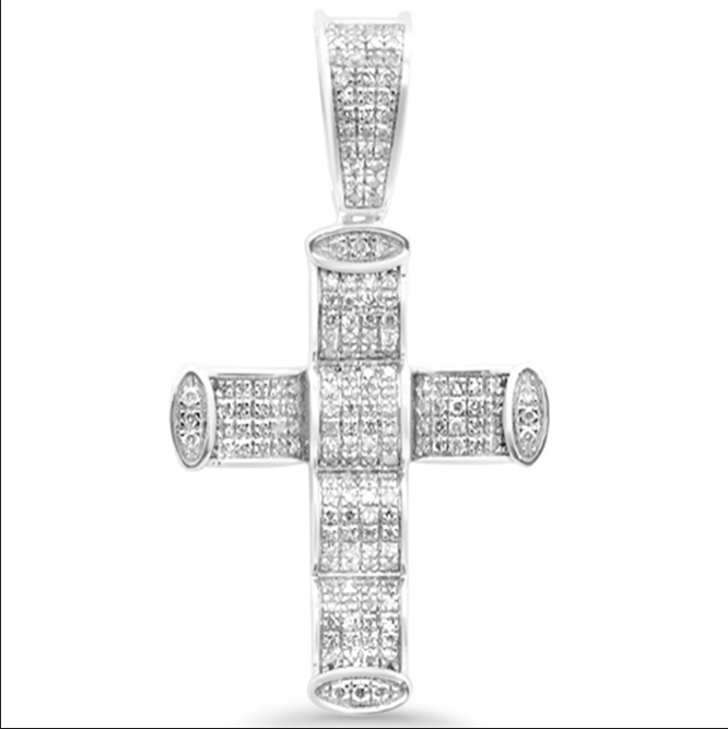 DIAMOND CLOSEOUT!  .42ct G SI 10K White Gold Diamond Cross Pendant